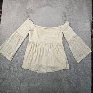 Torrid Smocked Babydoll Top Womens 2X Ivory Lace Milkmaid Ethereal Y2K Soft Girl